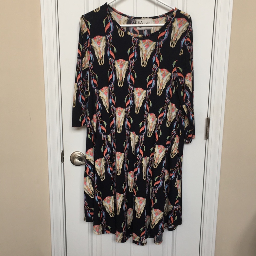 Buffalo skull swing dress